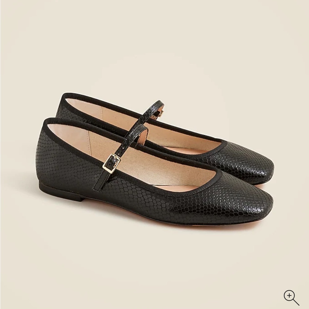 Quinn square-toe Mary Jane flats in snake-embossed leather